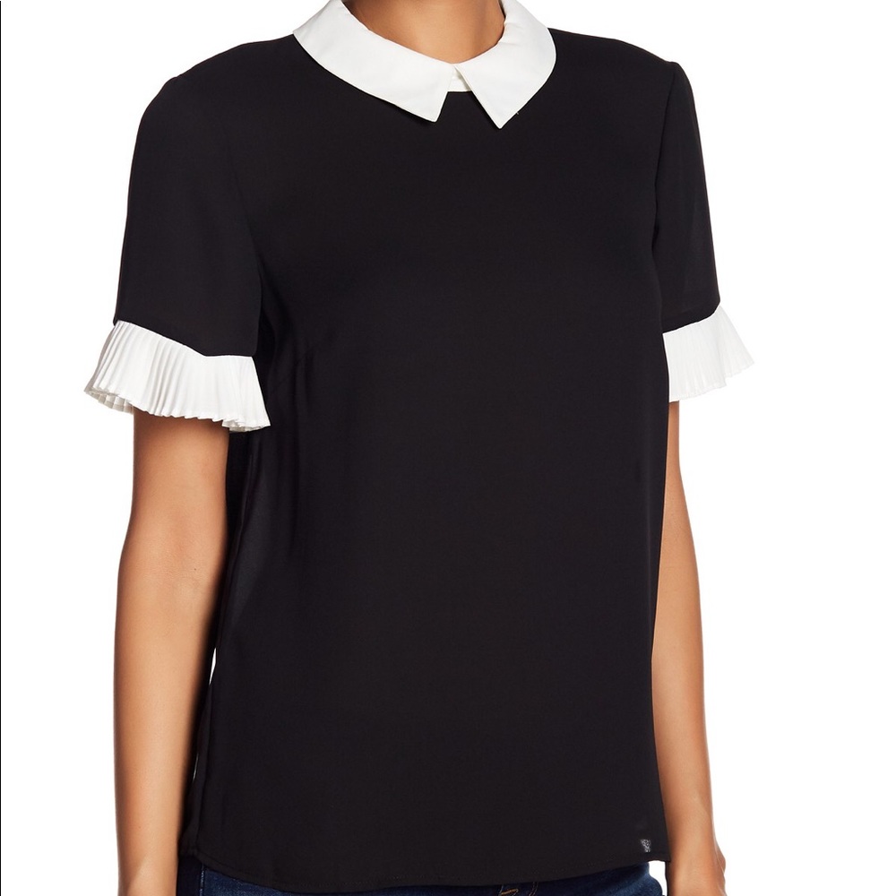CeCe Colorblocked Collares Blouse NWT